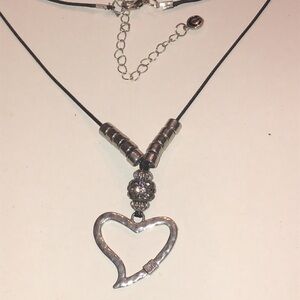 Charming Charlie Silver Tone Heart Boho Pendant Necklace